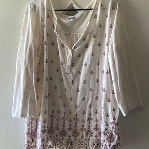 White and brow 3/4 sleeve